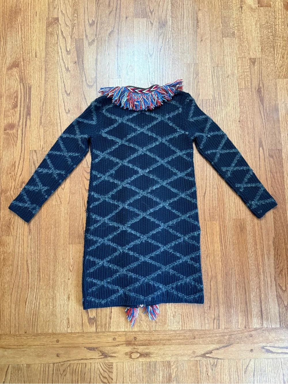 Tory Burch Tweed Trim Long Cardigan in Tory Navy Size XS